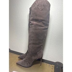 Brand New SCHUTZ Brown Heeled suede knee high Boots